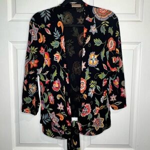 Choices Women’s Black Cardigan - Floral - Sz. 1x